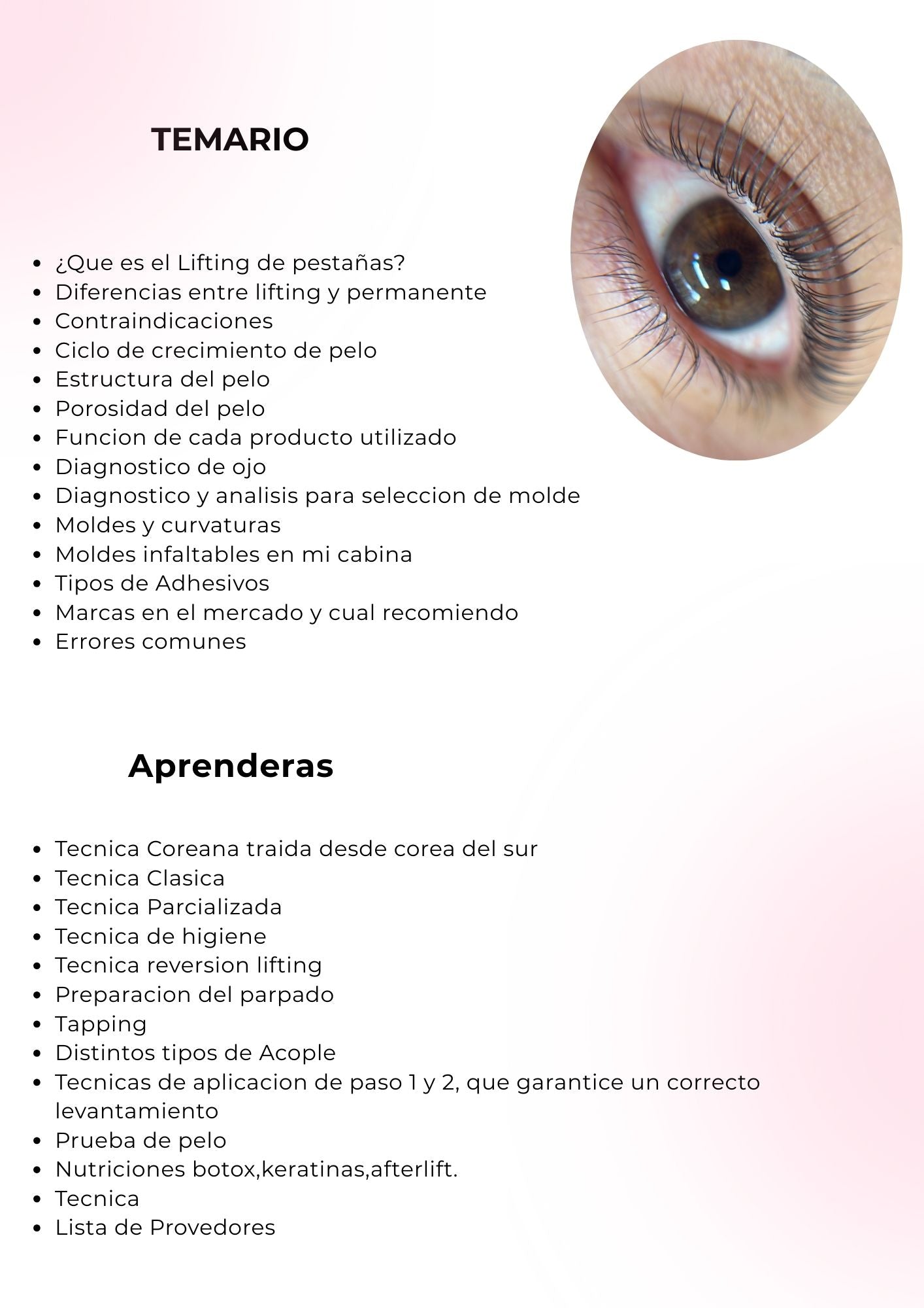 CURSO DE LIFTING DE PESTAÑAS TRADICIONAL / COREANO (online)